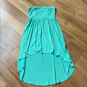 Teal high low strapless dress